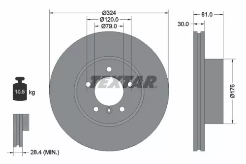 TEXTAR TEXTAR 92122805 1x TEXTAR 92122805 Brake Disc 