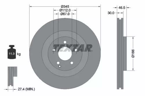 TEXTAR TEXTAR 92123603 1x TEXTAR 92123603 Brake Disc 