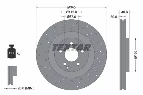 TEXTAR TEXTAR (92123703) 1x  TEXTAR Brake Disc 