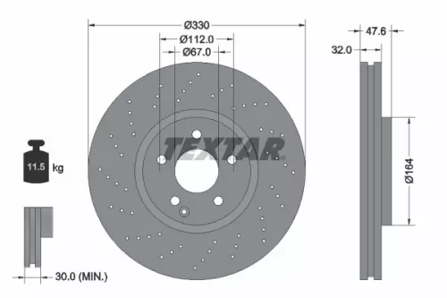 TEXTAR TEXTAR 92124105 1x TEXTAR 92124105 Brake Disc 