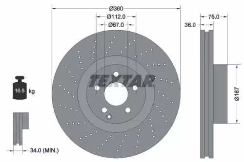 TEXTAR TEXTAR 92124200 1x TEXTAR 92124200 Brake Disc 