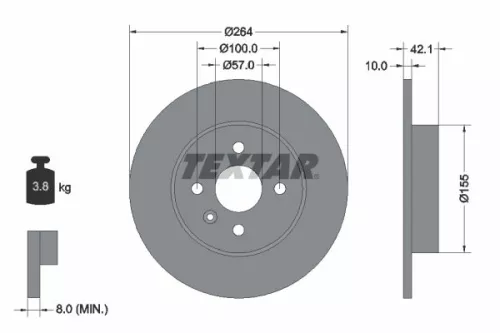 TEXTAR TEXTAR (92124703) 1x  TEXTAR Brake Disc 