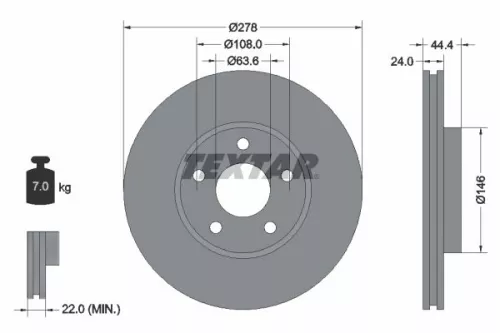1x  TEXTAR Brake Disc 92124803 278
