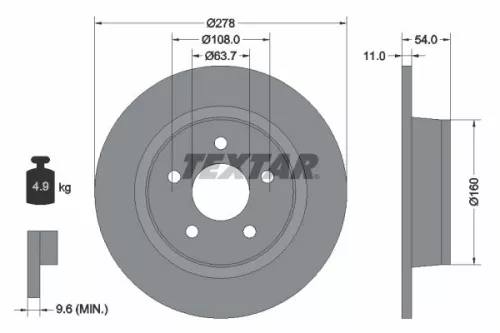 TEXTAR TEXTAR (92124903) 1x  TEXTAR Brake Disc 