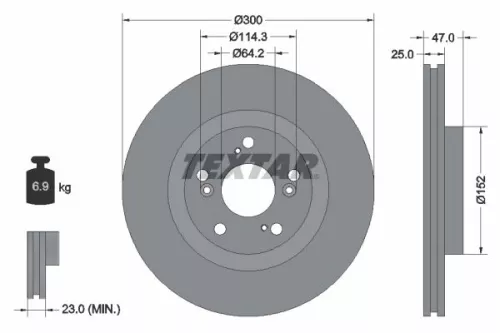 1x  TEXTAR Brake Disc