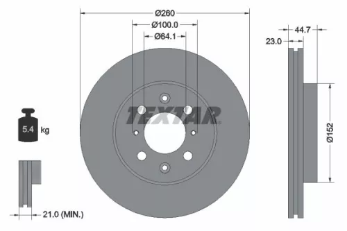 TEXTAR TEXTAR 92125200 1x TEXTAR 92125200 Brake Disc 