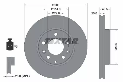 TEXTAR TEXTAR (92125503) 1x  TEXTAR Brake Disc 