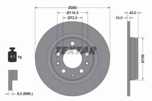 1x  TEXTAR Brake Disc 92125603 280