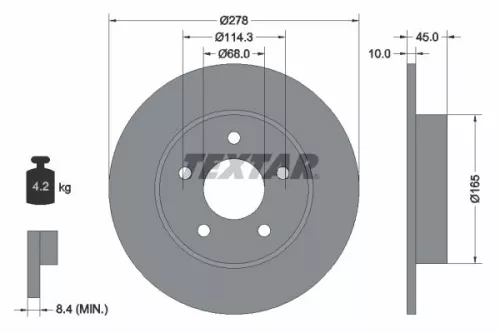 TEXTAR TEXTAR (92125703) 1x  TEXTAR Brake Disc 