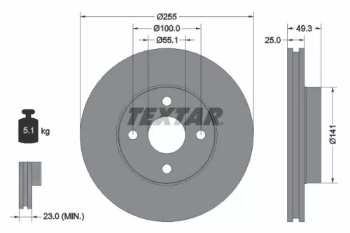 TEXTAR TEXTAR (92125803) 1x TEXTAR 92125803 Brake Disc 