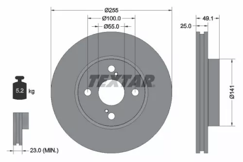 TEXTAR TEXTAR (92125903) 1x  TEXTAR Brake Disc 