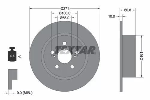 TEXTAR TEXTAR 92126503 1x TEXTAR 92126503 Brake Disc 