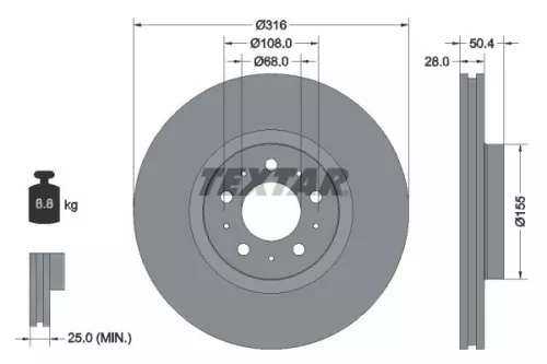 1x  TEXTAR Brake Disc