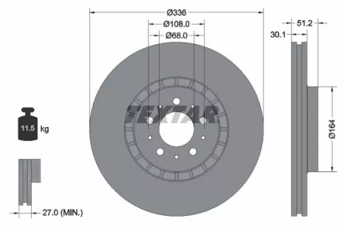 1x  TEXTAR Brake Disc