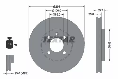 TEXTAR TEXTAR 92128300 1x TEXTAR 92128300 Brake Disc 