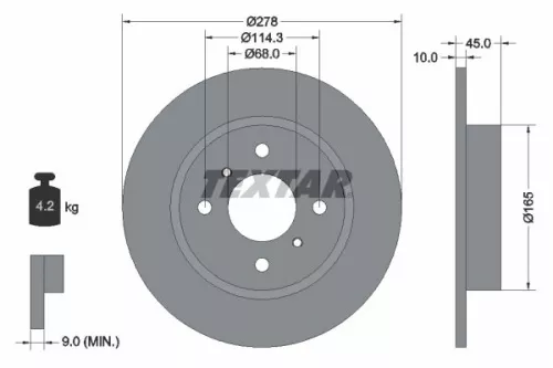 1x  TEXTAR Brake Disc