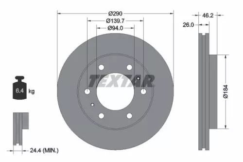 1x  TEXTAR Brake Disc