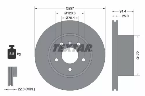 1x TEXTAR 92129700 Brake Disc