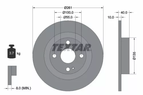 TEXTAR TEXTAR 92130200 1x TEXTAR 92130200 Brake Disc 