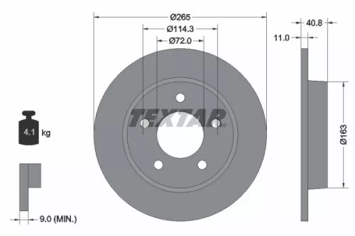 1x TEXTAR 92130500 Brake Disc