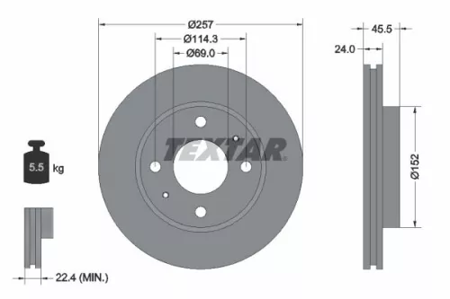 1x  TEXTAR Brake Disc