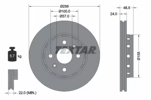 1x TEXTAR 92131100 Brake Disc