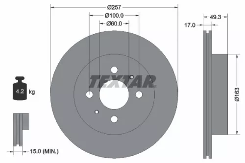1x TEXTAR 92131200 Brake Disc