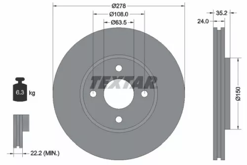 TEXTAR TEXTAR 92131300 1x TEXTAR 92131300 Brake Disc 