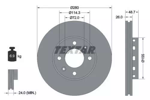 1x TEXTAR 92131700 Brake Disc