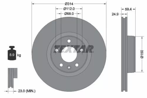 TEXTAR TEXTAR (92132205) 1x TEXTAR 92132205 Brake Disc 