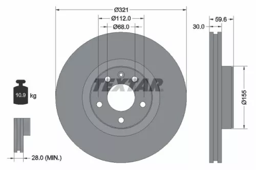 TEXTAR TEXTAR (92132305) 1x TEXTAR 92132305 Brake Disc 