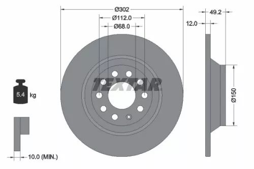 TEXTAR TEXTAR (92132503) 1x TEXTAR 92132503 Brake Disc 