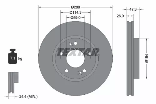 1x  TEXTAR Brake Disc