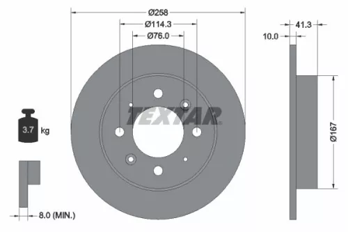 1x TEXTAR 92134303 Brake Disc