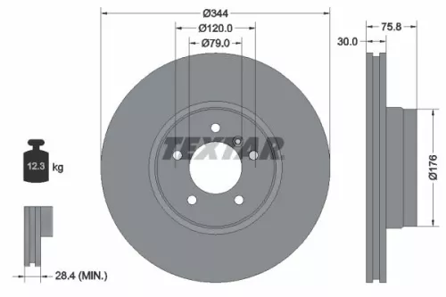 TEXTAR TEXTAR (92134400) 1x TEXTAR 92134400 Brake Disc 