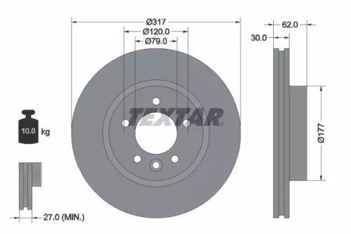 1x  TEXTAR Brake Disc