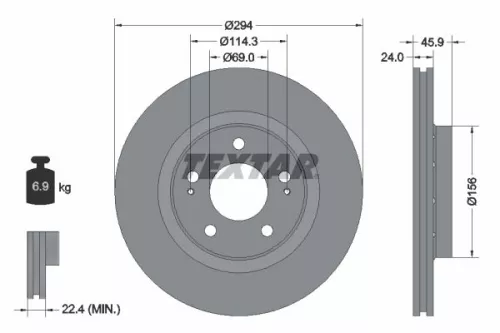 1x TEXTAR 92135203 Brake Disc