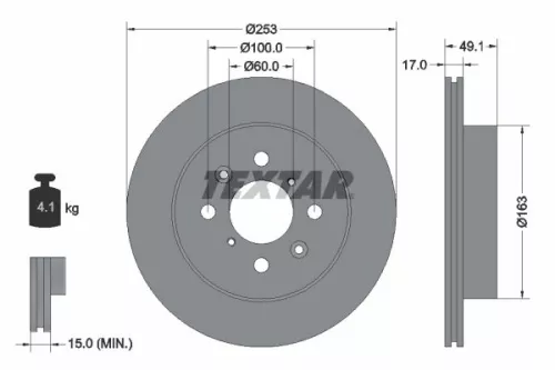 1x TEXTAR 92135303 Brake Disc