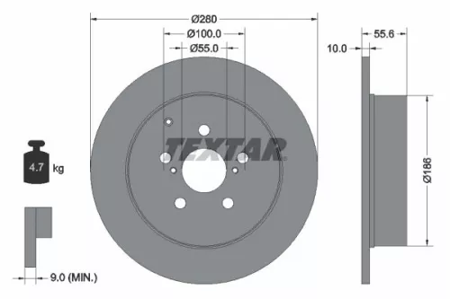 1x  TEXTAR Brake Disc 92135703 280