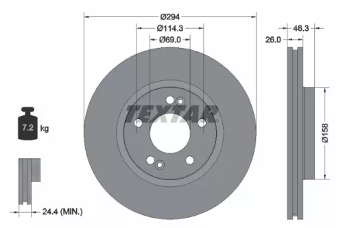 1x TEXTAR 92136403 Brake Disc
