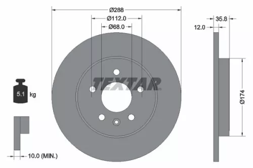 1x TEXTAR 92137003 Brake Disc