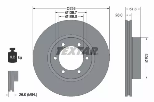 TEXTAR TEXTAR (92137303) 1x TEXTAR 92137303 Brake Disc 