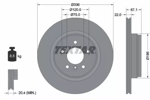 1x TEXTAR 92137905 Brake Disc