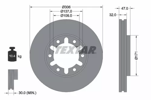 TEXTAR TEXTAR 92138300 1x TEXTAR 92138300 Brake Disc 