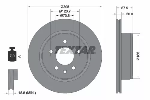 1x  TEXTAR Brake Disc