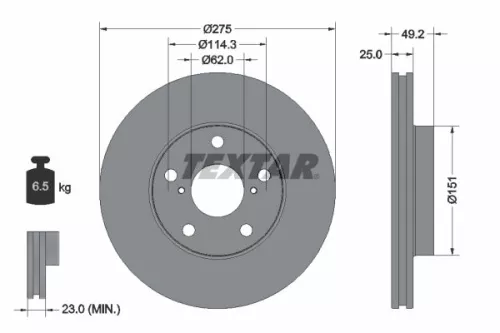 1x TEXTAR 92139703 Brake Disc