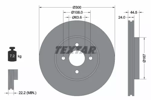 1x TEXTAR 92139903 Brake Disc