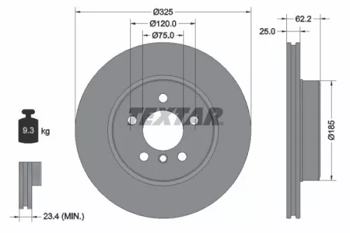 1x TEXTAR 92141505 Brake Disc