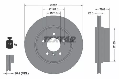 1x  TEXTAR Brake Disc