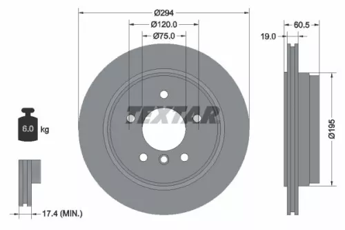 TEXTAR TEXTAR 92141703 1x TEXTAR 92141703 Brake Disc 